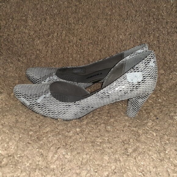 TSUBO-Fifee-D’Orsay Pump-Dark Grey Snake Pattern Leather-Sz 7.5-Near Mint - Picture 2 of 7